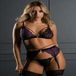 3PC Lace Bra, Panty & Garter Set