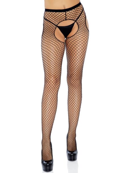 Crotchless Fishnet Suspender Pantyhose
