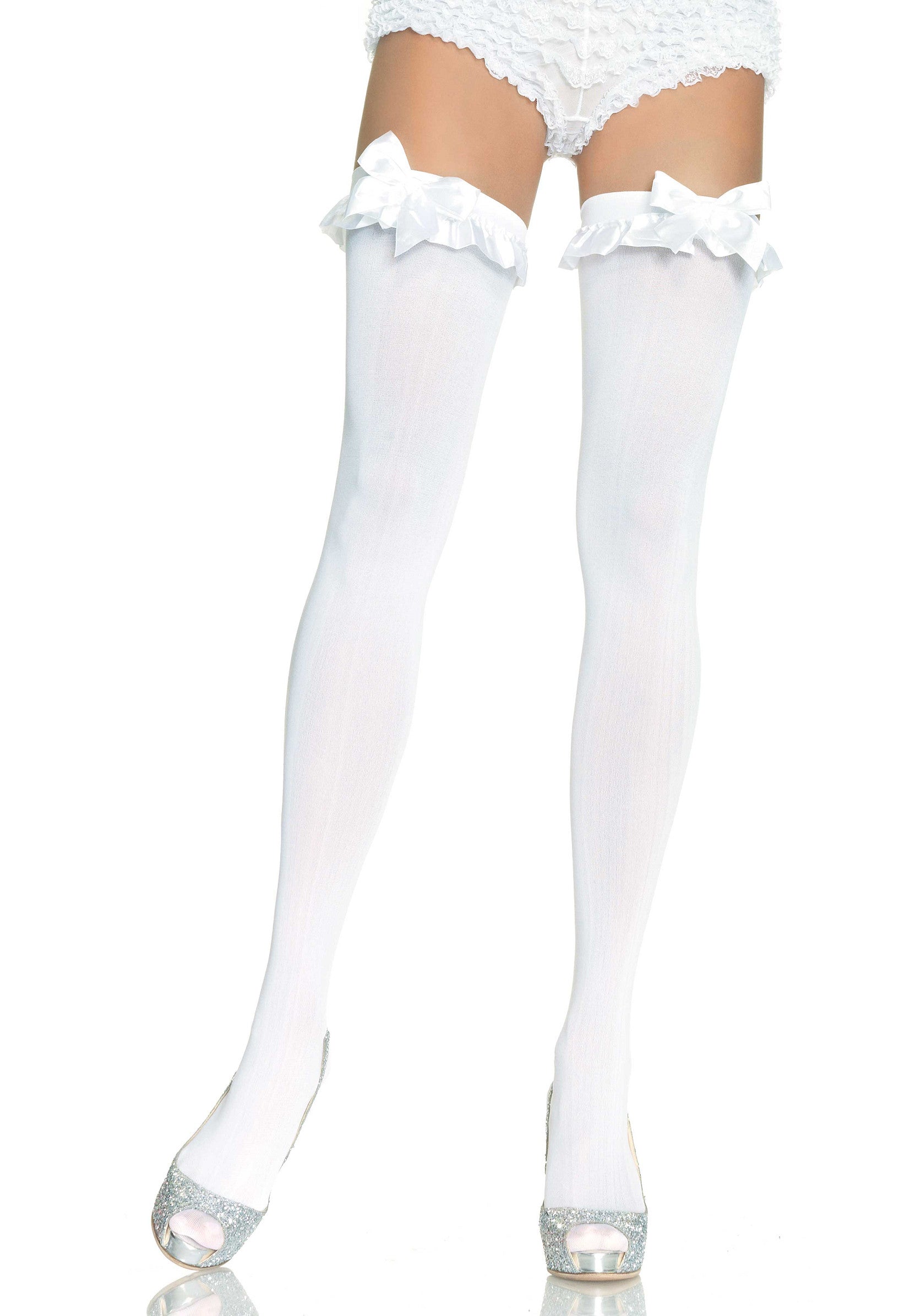 Opaque Thigh Highs with Bow Opaque Thigh Highs with Bow