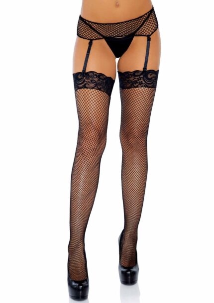 Fishnet Stockings with Lace Top
