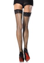 Elastane Fishnet Stay Up with Lace Top