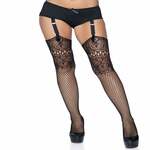 Fishnet Backseam Stockings with Lace Top