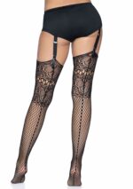 Fishnet Backseam Stockings with Lace Top