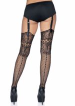 Fishnet Backseam Stockings with Lace Top