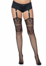 Fishnet Backseam Stockings with Lace Top