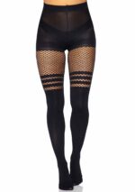 Seamless Opaque Pantyhose with Fishnet Stripe