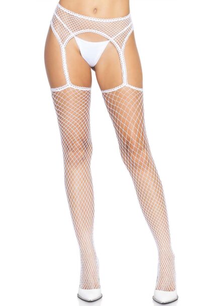 Net Stockings with Trimmed Garter Belt