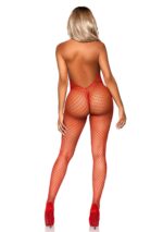Net Racer Neck Backless Bodystocking
