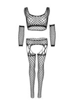 Net Crop Top, Garter Stockings and Gloves