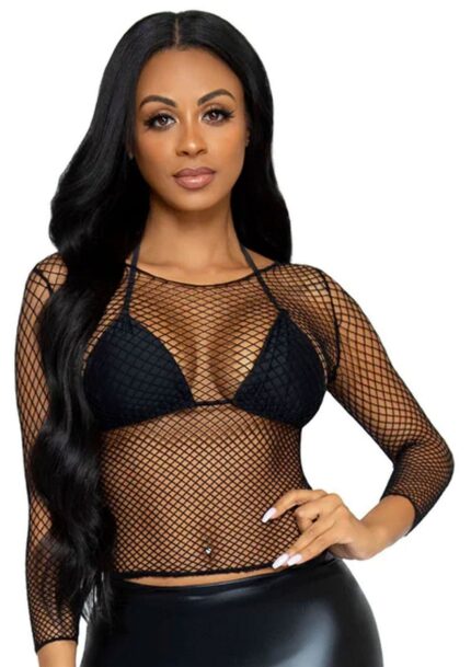 Elastane Long Sleeved Fishnet Shirt