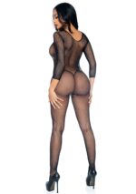 Fishnet V Front Long Sleeves Bodystocking
