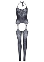 Seamless Lace Net Suspender Bodystocking