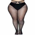 Plus Micronet Strappy Crotchless Pantyhose