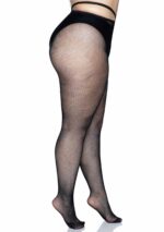 Plus Micronet Strappy Crotchless Pantyhose