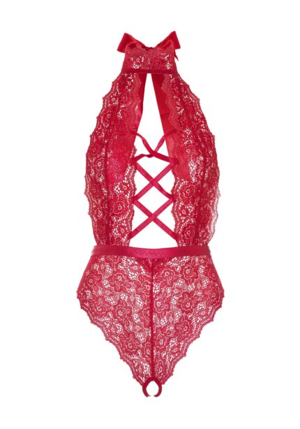 High Neck Crotchless Teddy