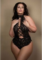 Plus High Neck Crotchless Teddy