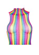 Rainbow Net High Neck Crop Top