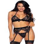 Bra and String Set with Garter Belt