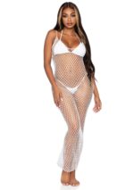 Woven Twist Net Backless Maxi Dress