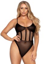 Net and Opaque Bodysuit and Skirt