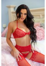 Lace Bra, String and Garter Belt Stockings