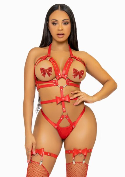 Vegan Leather Harness with Bow
