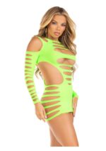 Opaque Shredded Cut-Out Mini Dress