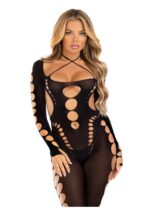 Opaque Cut-Out Footless Bodystocking