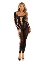 Opaque Cut-Out Footless Bodystocking