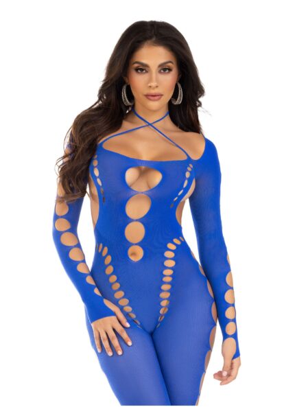 Opaque Cut-Out Footless Bodystocking
