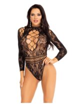 High Neck Lace and Net Bodysuit