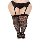 Plus Wild Rose Net Thigh Highs
