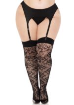 Plus Wild Rose Net Thigh Highs