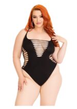 Plus Shredded Racer Back Thong Bodysuit