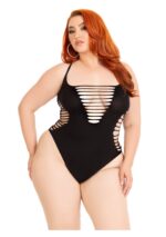 Plus Shredded Racer Back Thong Bodysuit