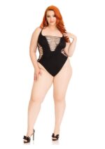 Plus Shredded Racer Back Thong Bodysuit