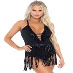 Fringe Halter Bodysuit